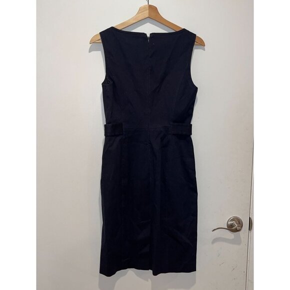 Tory Burch Navy Sleeveless Sheath Dress With Gold Button Accents & Back Zipper C - Picture 2 of 8